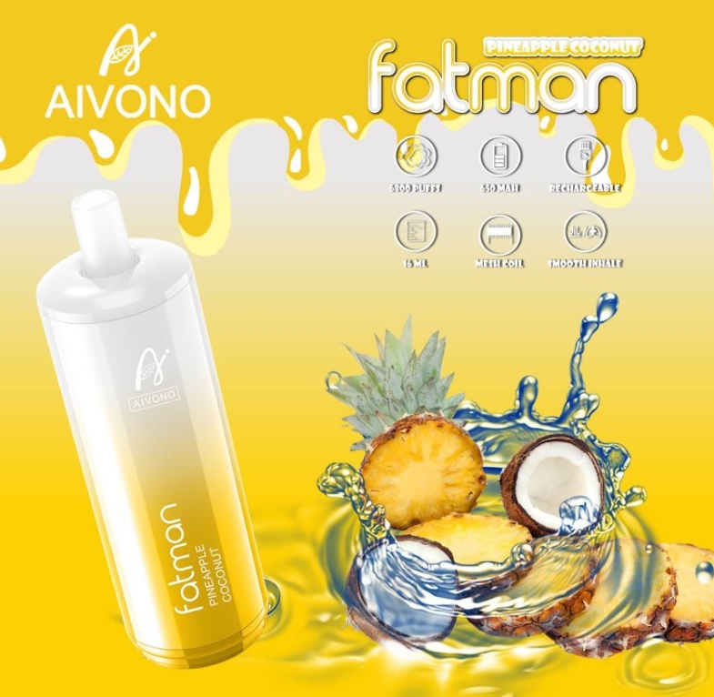 Aivono FATMAN 6800 Puffs – Den Tropiska Vapingupplevelsen Med Ananas och Kokos i Fokus